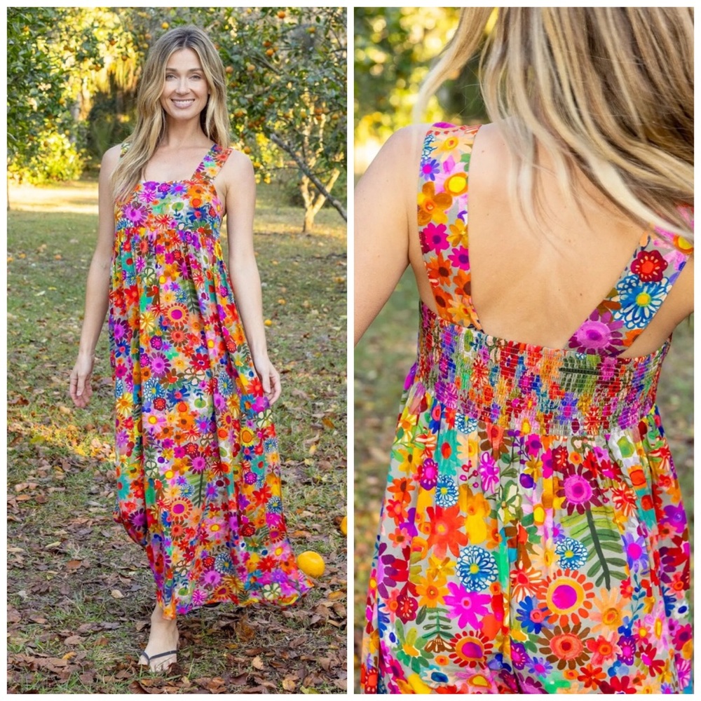 Natural Life Tricia Maxi Dress Floral Colorful Boho